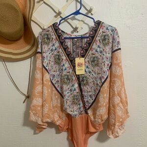 Entro Multicolor Bohemian Women's Bodysuit Size S